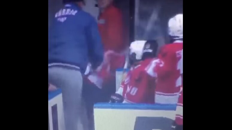 Тренер детского хоккейной команды из Подмосковья избил клюшкой мальчика – кадры скандального эпизода 