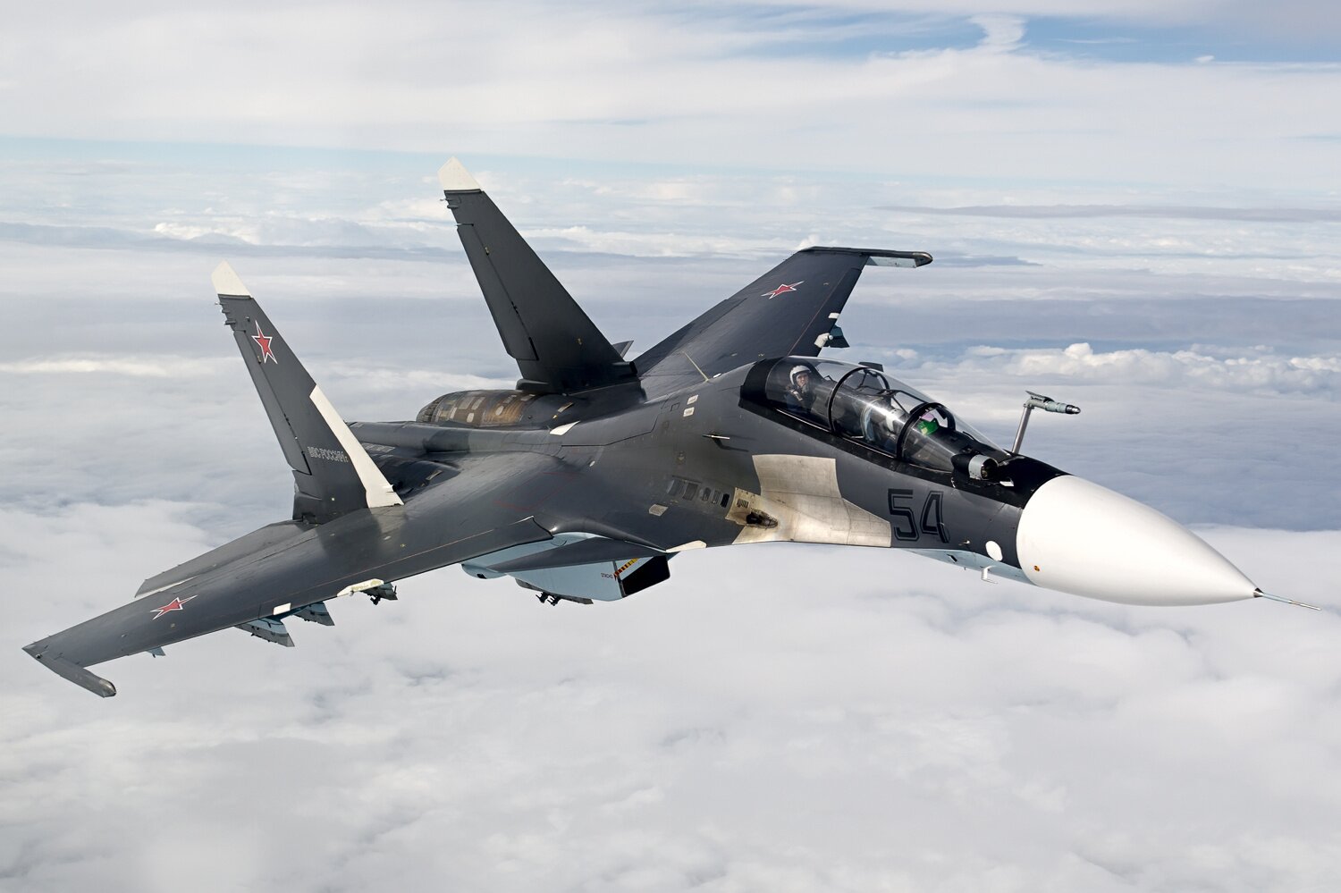 Российские Су-30СМ и Су-24М отработали в небе самый сложный элемент - видео 