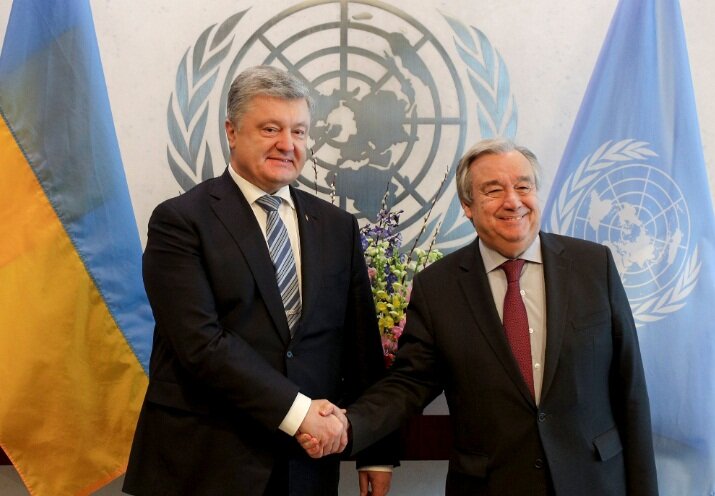Порошенко на встрече с Генсеком ООН поднял вопрос введения миротворцев в Донбасс 