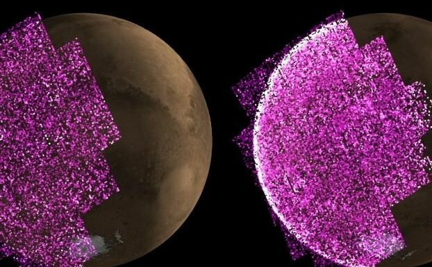 Опубликованы любопытные кадры самого мощного сияния на Марсе в истории