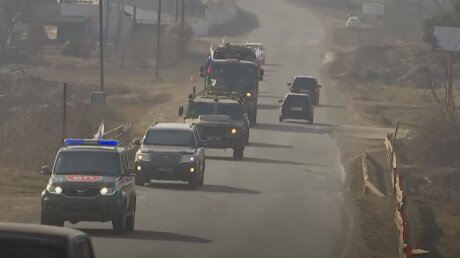Марш военной колонны в российско-турецкий центр по Карабаху попал на видео
