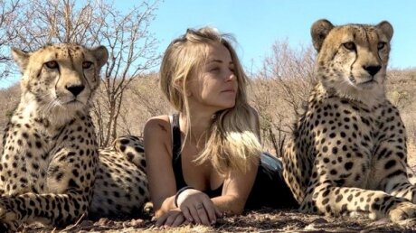 Живет и спит с гепардами: в Южной Африке девушка всю жизнь провела среди диких животных - кадры