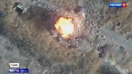 Удар российского "Ланцета-3" по пулеметной точке боевиков в Идлибе попал на видео