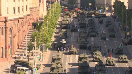 Парад Победы, Москва, 24 июня, видео, танки, Тверская улица