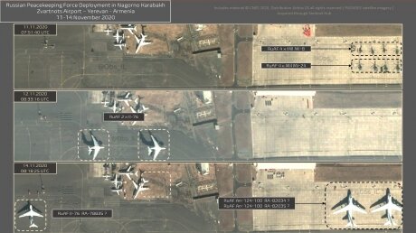 Спутник заснял размещение российской военной техники в аэропорту Еревана