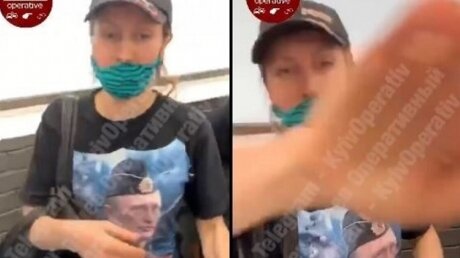 В Киеве женщина в футболке с изображением Путина дала отпор националисту