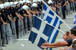 греция, афины, протесты, парламент, привели осла, происшествия, силовики