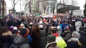 латвия, рига, акция протеста, русские школы, русский язык, митинг, кадры