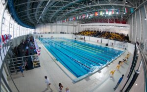 Олимпийские Игры, соревнования по плаванию, бассейн, зритель, прыжок 