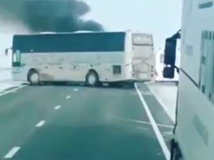 казахстан, пожар, автобус, погибшие, чп, происшествия, видео, кадры