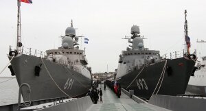 военные корабли, учения, Каспийское море, боевые действия, Минообороны РФ