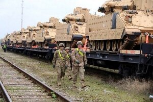 Усиление восточного фланга НАТО, кадры, прибытия, американских, танков, Abrams, в, Румынию 