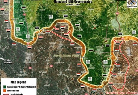 Карта боевых действий в Сирии и баз российской армии от 12.10.15