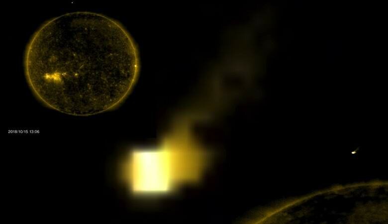 Фрагмент, отделившийся от Солнца: возле небесного светила замечен кубовидный объект – кадры 